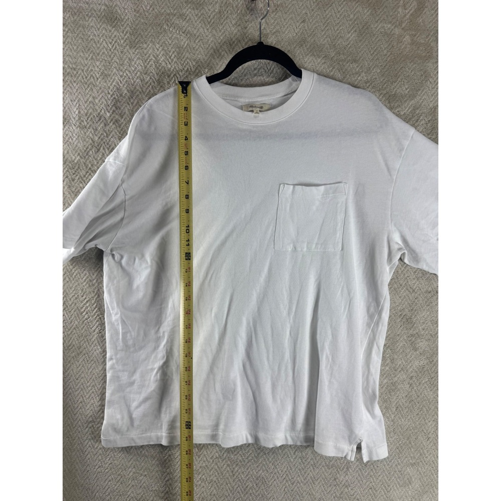 Madewell Womens White Cotton Crewneck Pocket T-Shirt Relaxed Fit Size M 2046 - Picture 5 of 8